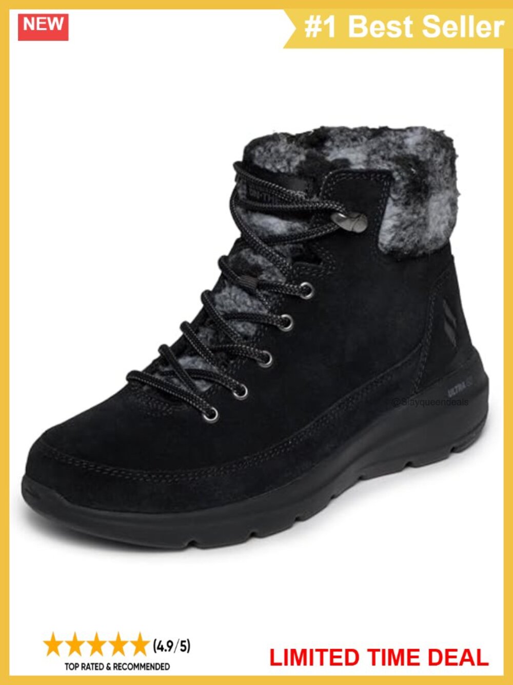 Skechers Glacial Ultra Timber Suede Ankle Boots Sherpa Lined